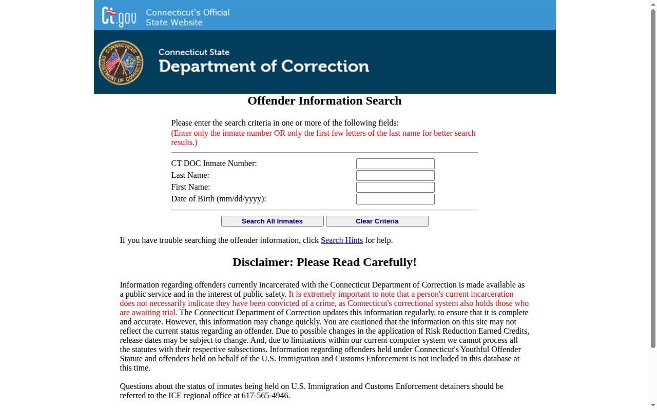 Meriden County released inmate CT DOC search